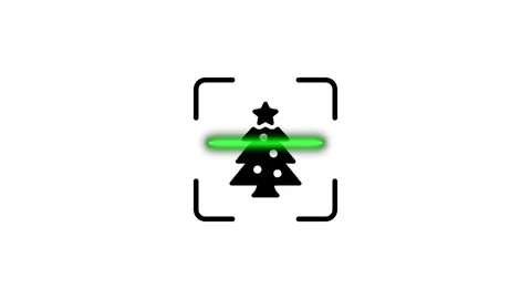 Digital scanning of christmas tree icon inside focus frame animation. Stock Footage 346498333