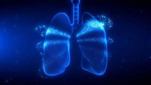 Digital Scanning Effect of Human Lungs in Blue Glow Stock Illustration