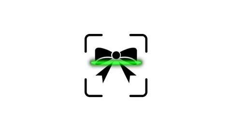 Digital scanning process of black bow icon with green light animation. Stock Footage 346498378