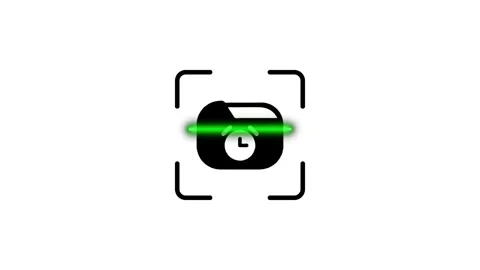 Digital scanning process of folder icon with alarm clock symbol on white ba.. Stock Footage 346498843