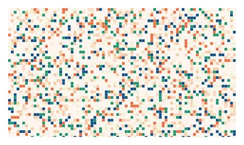 Digital scatter pattern with small colored squares on a light neutral backg.. Stock Illustration