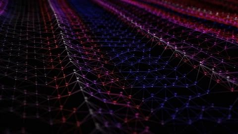 Digital Sci Fi cyberspace HUD animation. Waving Plexus animation.Global Stock Footage 165593073