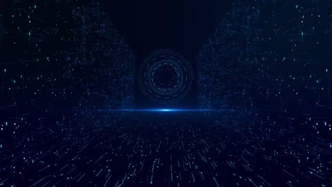 Digital Sci-Fi Deep cyber stage waves technology cyber lines background tech HUD Stockbeeldmateriaal 277099795