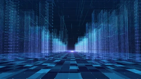 Digital sci-fi holographic city high-rise buildings Stock Footage 245249883