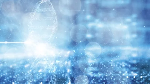 Digital science background with dna chain loop rotation 库存影片 337369467
