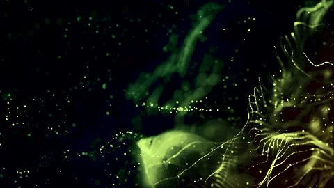 Digital science fiction background of glowing particles like in nano world with  Stock Footage 249058561