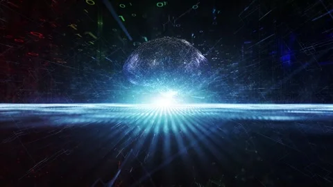 Digital science with human brain and binary code data loop animation Stock Footage 341897408