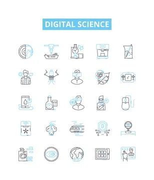 Digital science vector line icons set. Digital, Science, Technology, Data イラスト素材