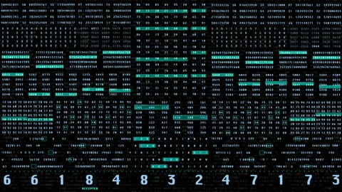 Digital Scientific Technology Binary Data Running Number Code Video stock 148364308