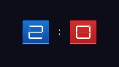 Digital Scoreboard Displaying One to Zero Score on Black Background Video stock 333519022