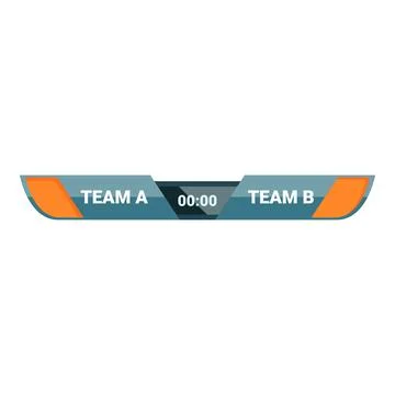 Digital scoreboard showing time elapsed and team names for sport competition Stock Illustration