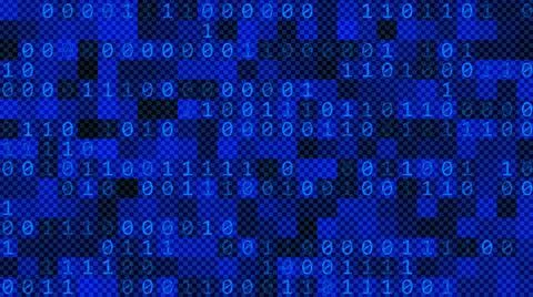 Digital screen abstract graphic background - binary code on square elements Illustrazione stock