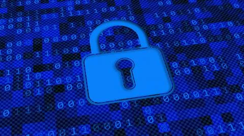 Digital screen abstract graphic background - closed padlock over binary code Stock Illustration