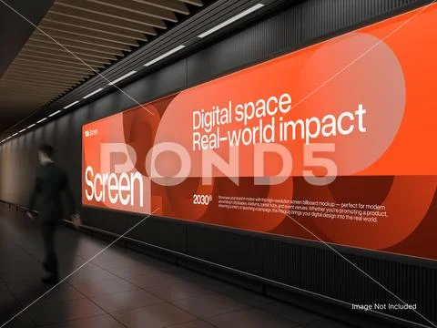 Digital Screen Billboard Mockup Indoor PSD Template