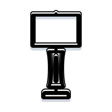 Digital screen display standing on a base icon Illustrazione stock