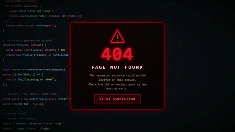 Digital screen displaying 404 page not found error message over scrolling Stock Footage 345765306