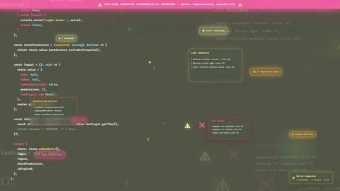 Digital screen displaying complex computer programming code with syntax 스톡 동영상 340217806