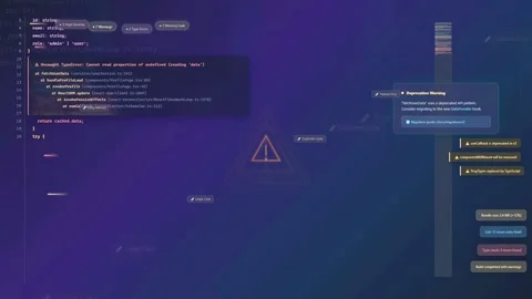 Digital screen displaying complex computer programming code and data flow on a 스톡 동영상 340218689