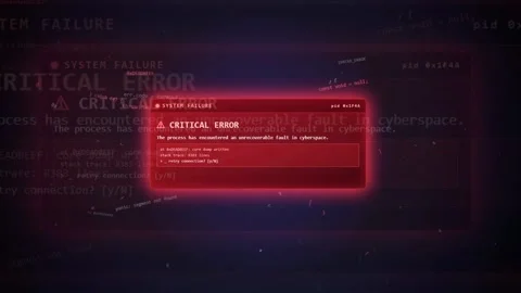 Digital screen displaying critical system failure and red error warning Stock Footage 341832802