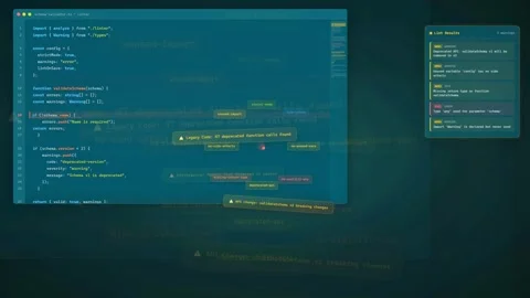Digital screen displaying multiple windows of computer programming code and 스톡 동영상 340216770