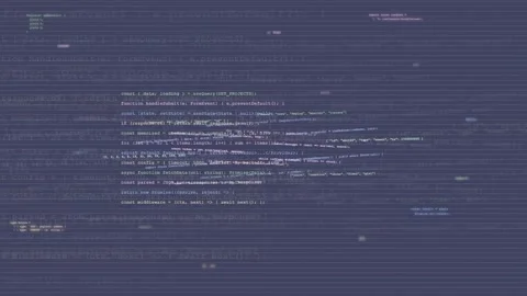 Digital screen displaying scrolling computer code and programming scripts for Stock Footage 339967098