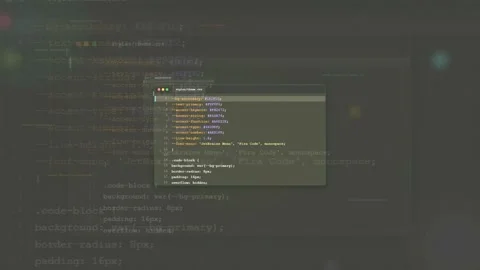 Digital screen displaying scrolling computer code and programming scripts with Stock Footage 339972754