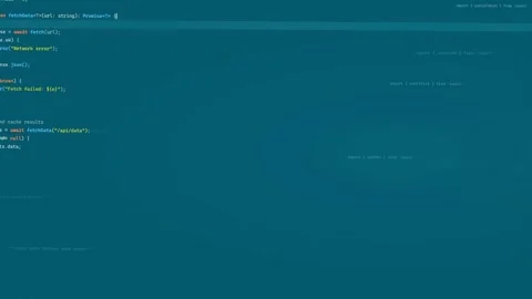 Digital screen displaying scrolling computer code for software development and Stock Footage 339975309