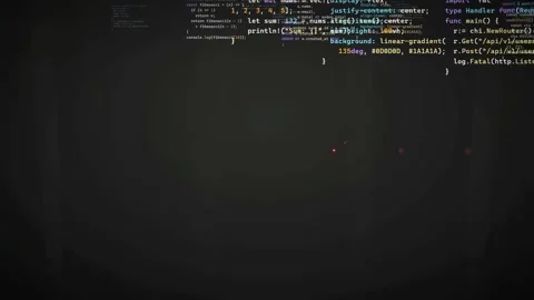 Digital screen displaying scrolling lines of computer code for software Stock Footage 339967873