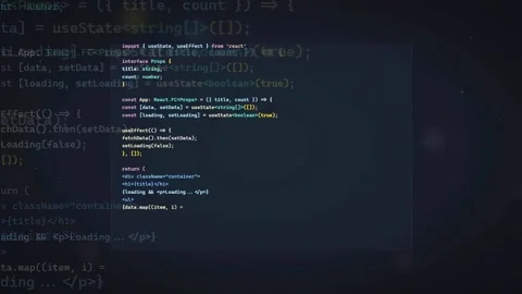 Digital Screen Displaying Scrolling React Javascript Code for Software Stock Footage 336776741