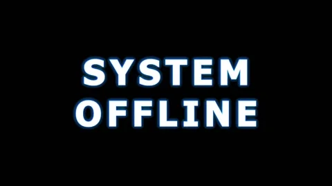 Digital screen displaying system offline message in dark background with su.. Video stock 343474629