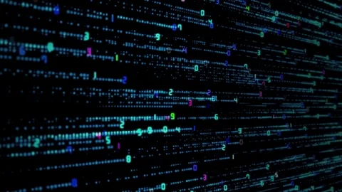 A digital screen displays lines of code in a dark background 库存影片 314935044