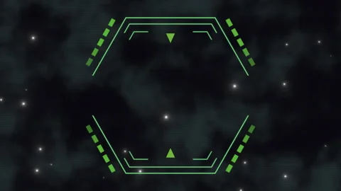Digital screen with green HUD elements in galaxy Stock Footage 217412535