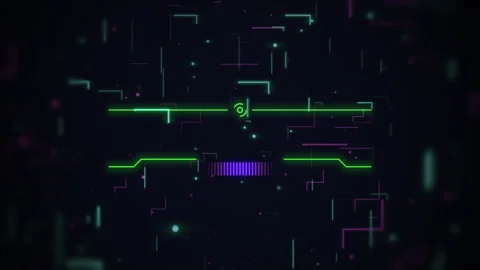 Digital screen with HUD elements and neon lines Stock Footage 217412463