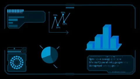 Digital screen infographics. Black backg... | Stock Video | Pond5
