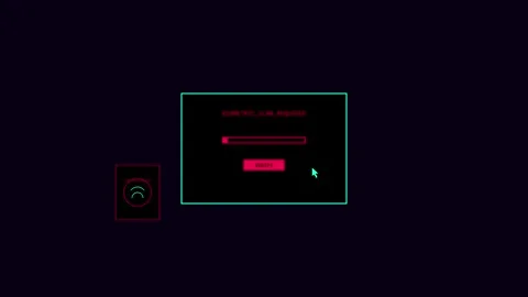 Digital screen interface showing biometric scan and access denied 스톡 동영상 346712522