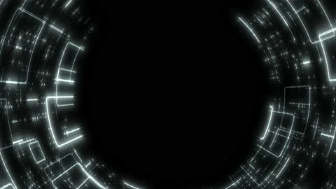 Digital screen with neon led lines and space HUD elements Stock Footage 237583374