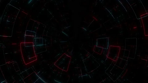 Digital screen with neon led lines and space HUD elements Stock Footage 237583468