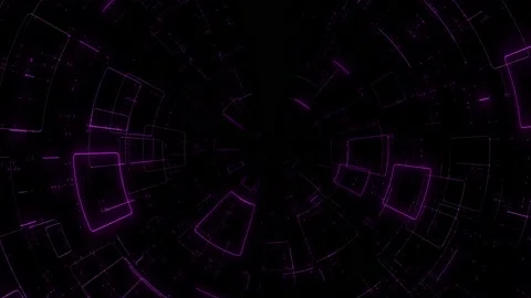 Digital screen with neon led lines and space HUD elements Stock Footage 237583507