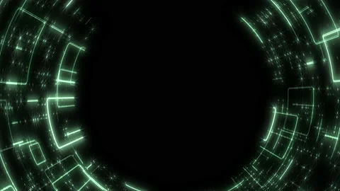 Digital screen with neon led lines and space HUD elements Stock Footage 237583581