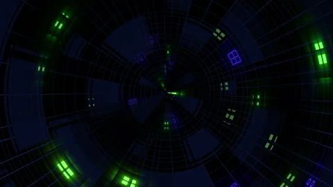 Digital screen with neon led lines and space HUD elements Video stock 242447367