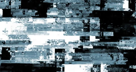 Digital screen noise with blue and white pixel glitches Video stock 332656601