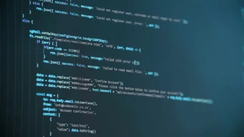 Digital Screen with Programming Code in Blue Background Stock Footage 305307111