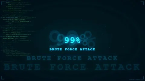 Digital screen showing a brute force attack progress with scrolling computer Stock Footage 336775141