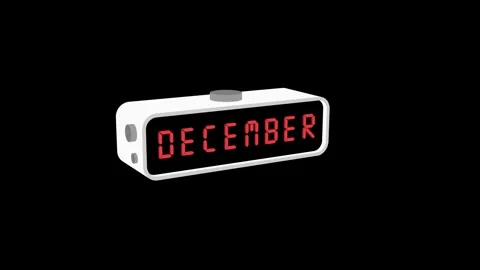 Digital screen showing December in red LED letters Stock Footage 317220899