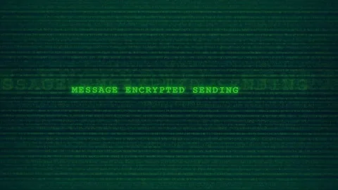 Digital screen showing encrypted message sending notification with green Video stock 336775549