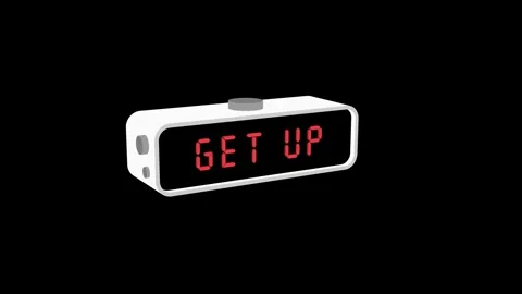 Digital screen showing Get Up in red LED letters Stock Footage 319008613