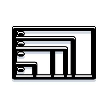 Digital screen sizes and aspect ratio comparison icon Illustrazione stock