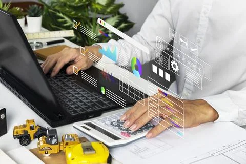 Digital screen technology concept, interface, work information and network .. Stock Photos