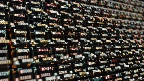 Digital screen with updating stats, number of sales, percentage, growth and Stock Footage 121150406