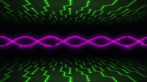 Digital screen with waves and HUD elements Stock Footage 199103048